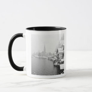Europe, Austria, Hallstat. Town view in the snow Mug