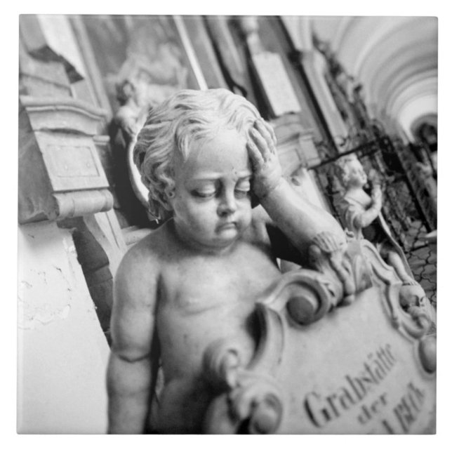 Europe, Austria, Salzburg. Cherub and monument 3 Tile (Front)
