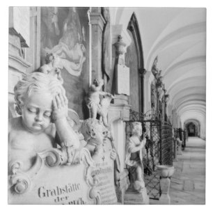 Europe, Austria, Salzburg. Cherub and monument Ceramic Tile