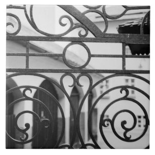 Europe, Austria, Salzburg. Detail of metal gate, Ceramic Tile