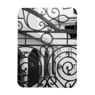 Europe, Austria, Salzburg. Detail of metal gate, Magnet
