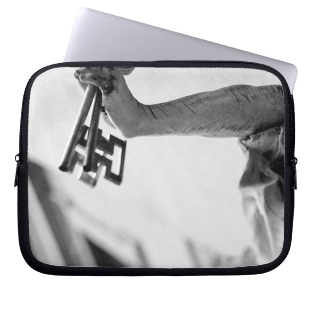 Europe, Austria, Salzburg. Statue with keys 2 Laptop Sleeve (Front)