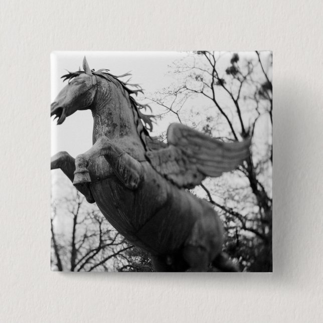 Europe, Austria, Salzburg. Winged horse statue, 15 Cm Square Badge (Front)