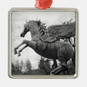 Europe, Austria, Salzburg. Winged horse statue, 2 Metal Tree Decoration