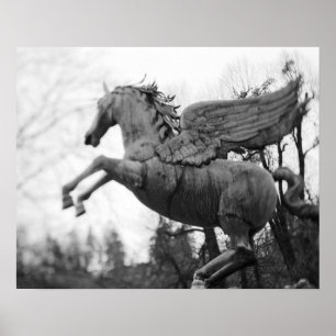 Europe, Austria, Salzburg. Winged horse statue, 2 Poster
