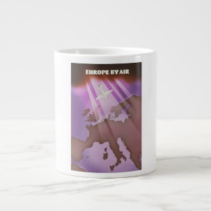 Europe By Air vintage style travel poster. Large Coffee Mug