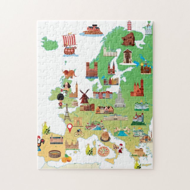 Europe Cartoon Map Jigsaw Puzzle (Vertical)