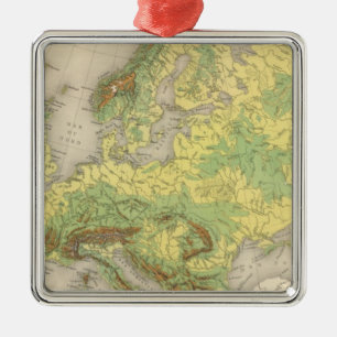 Europe contour map metal ornament