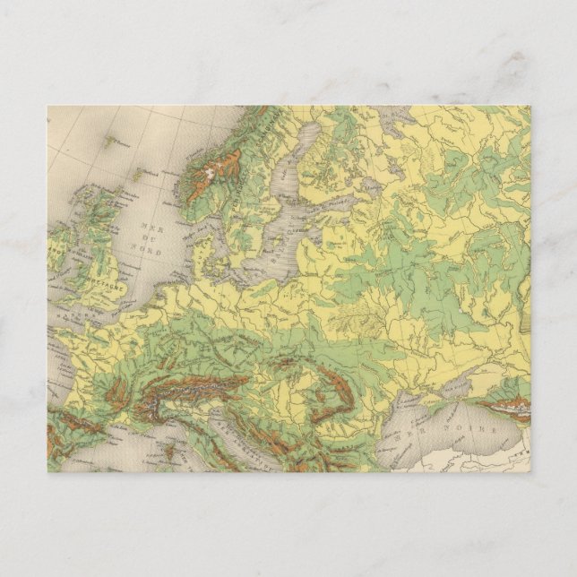 Europe contour map postcard (Front)