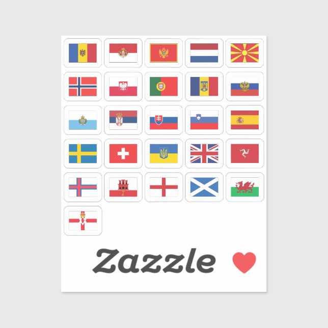 Europe Country Flags Collection M-Z  (Sheet)