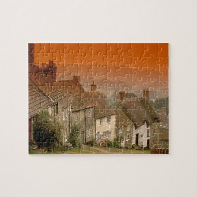 Europe, England, Dorset, Shaftesbury. Gold hill Jigsaw Puzzle (Horizontal)
