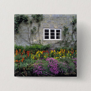 Europe, England, Teffont Magna. Flowers fill 15 Cm Square Badge