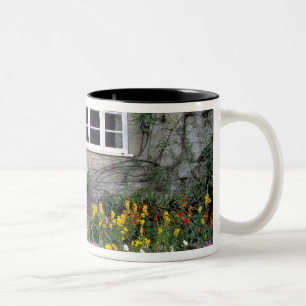 Europe, England, Teffont Magna. Flowers fill Two-Tone Coffee Mug