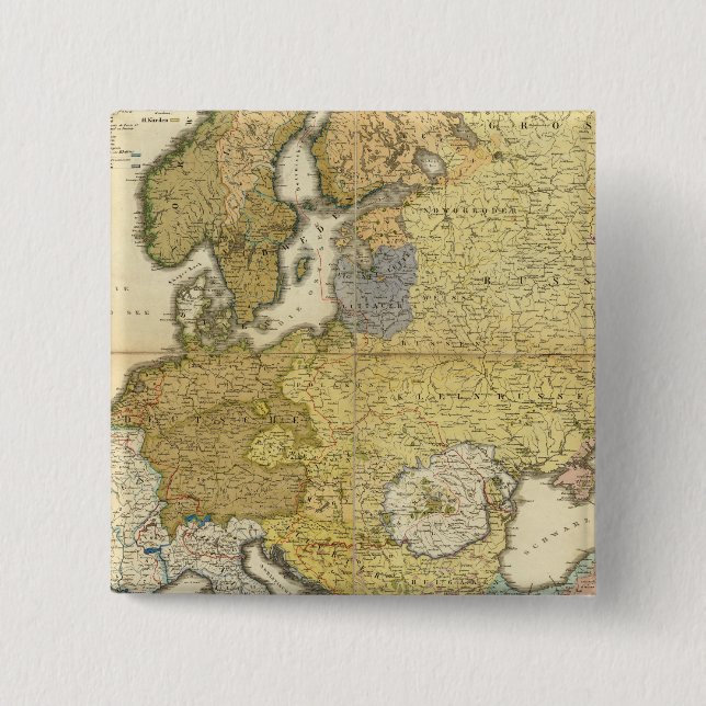 Europe Ethnography Map 15 Cm Square Badge (Front)