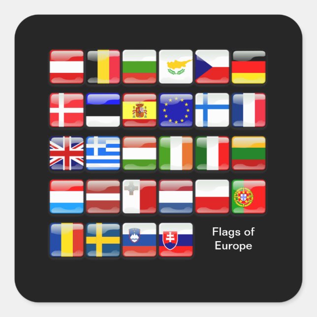EUROPE: Flags of Europe Square Sticker (Front)