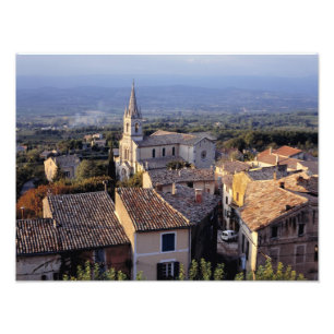 Europe, France, Bonnieux. Sunset light falls Photo Print