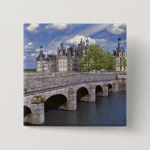 Europe, France, Chambord. A stone bridge leads 15 Cm Square Badge