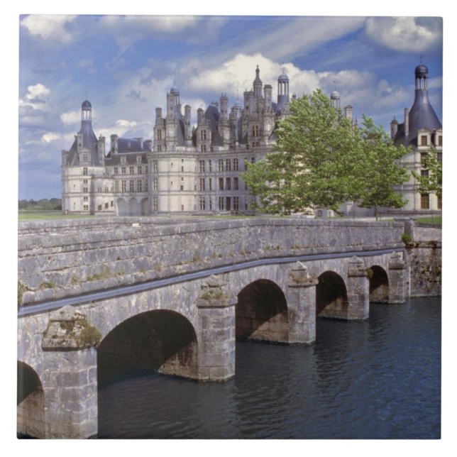 Europe, France, Chambord. A stone bridge leads Tile (Front)