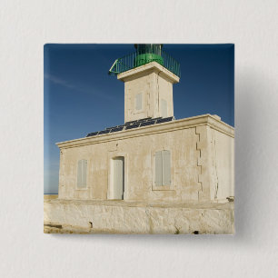 Europe, France, Corsica, Ile Rousse. Lighthouse 15 Cm Square Badge