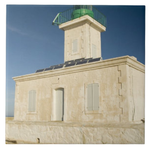 Europe, France, Corsica, Ile Rousse. Lighthouse Ceramic Tile