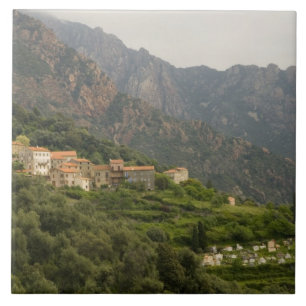 Europe, France, Corsica, Ota. Town of Ota and Ceramic Tile