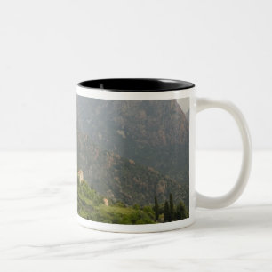 Europe, France, Corsica, Ota. Town of Ota and Two-Tone Coffee Mug
