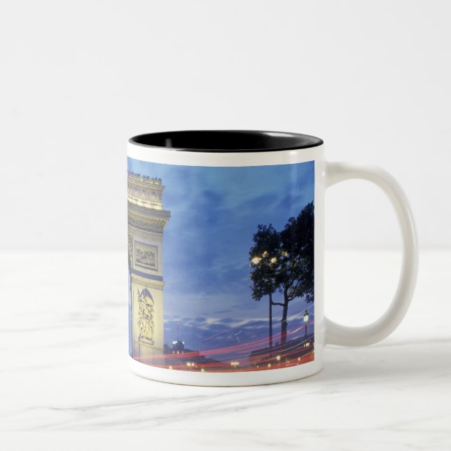Europe, France, Paris. Arc de Triomphe as viewed Two-Tone Coffee Mug (Right)