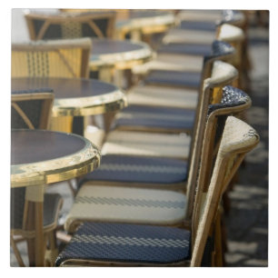 Europe, France, Paris, Beaubourg: Cafe Tables / Ceramic Tile