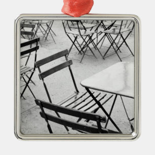 Europe, France, Paris. Chairs, Jardin du 3 Metal Tree Decoration