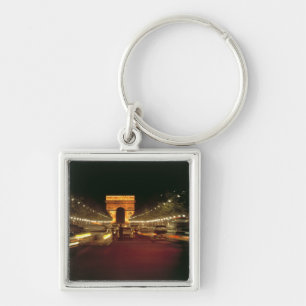 Europe, France, Paris. Evening traffic rushes Key Ring