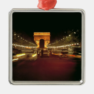 Europe, France, Paris. Evening traffic rushes Metal Ornament