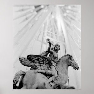 Europe, France, Paris. Statue and Ferris Wheel, 2 Poster