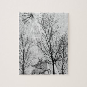Europe, France, Paris. Statue and Ferris Wheel, Jigsaw Puzzle