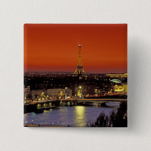 Europe, France, Paris. Sunset view of Eiffel 15 Cm Square Badge