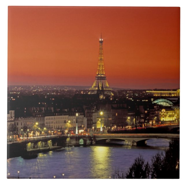 Europe, France, Paris. Sunset view of Eiffel Ceramic Tile (Front)
