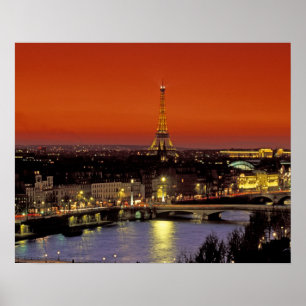 Europe, France, Paris. Sunset view of Eiffel Poster