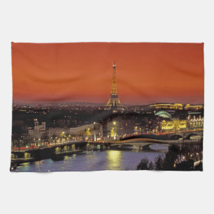 Europe, France, Paris. Sunset view of Eiffel Tea Towel