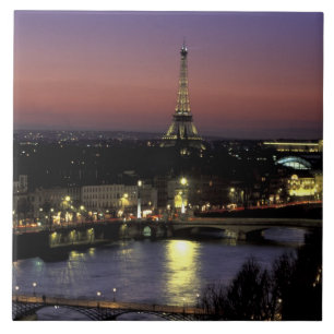 Europe, France, Paris, Sunset view of Eiffel Tile