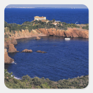 Europe, France, Theoule-sur-Mer. A tile-roofed Square Sticker