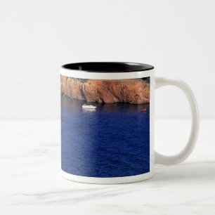 Europe, France, Theoule-sur-Mer. A tile-roofed Two-Tone Coffee Mug