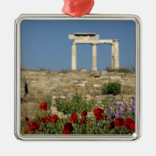 Europe, Greece, Cyclades, Delos. Column ruins. Metal Ornament