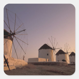 Europe, Greece, Cyclades Islands, Mykonos, Square Sticker
