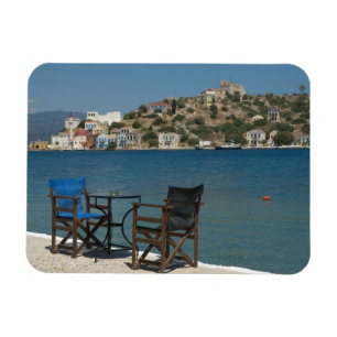 Europe, Greece, Kastellorizo: chairs on the edge Magnet