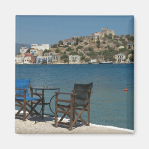 Europe, Greece, Kastellorizo: chairs on the edge Magnet
