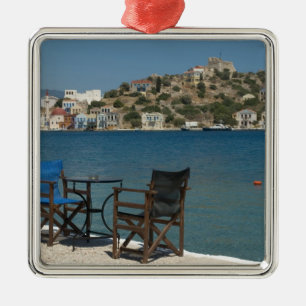 Europe, Greece, Kastellorizo: chairs on the edge Metal Ornament