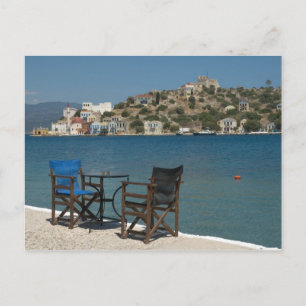 Europe, Greece, Kastellorizo: chairs on the edge Postcard