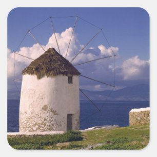 Europe, Greece, Mykonos. A striking white Square Sticker