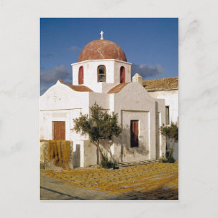 Europe, Greece, Mykonos. Fishing nets dry on the Postcard