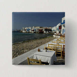 Europe, Greece, Mykonos. Views of the seaside 15 Cm Square Badge