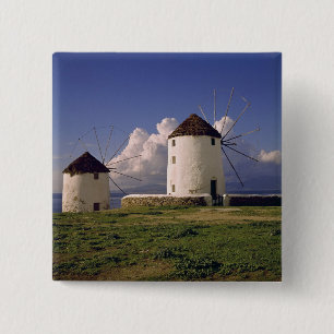Europe, Greece, Mykonos. White-washed 15 Cm Square Badge